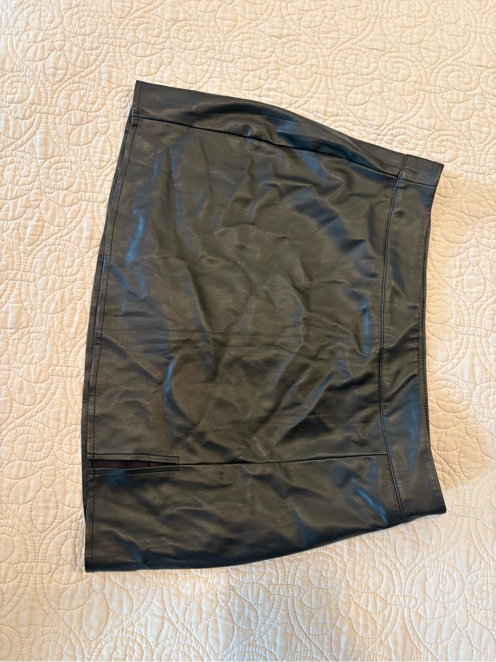 Black Faux Leather Women's Mini Skort